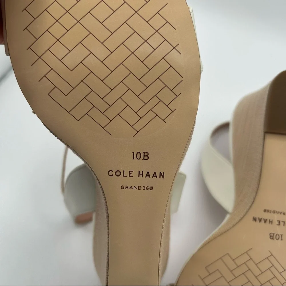 New Cole haan Womens Josie wedge sandal pump, ivory leather 10 B